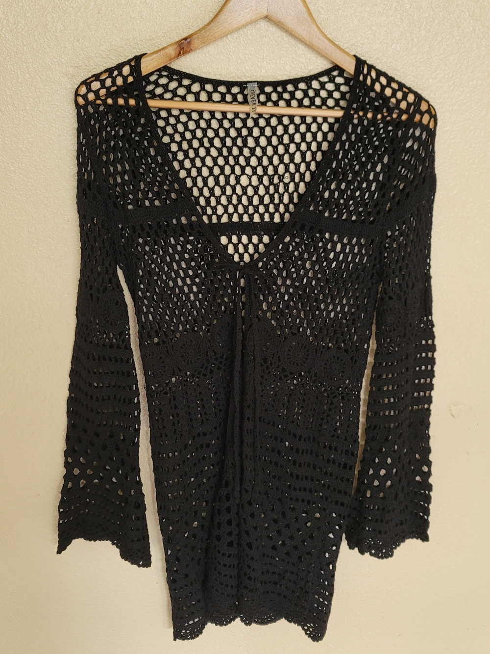 Crochet Swim Open-Knit Sexy Cover-up Top Medium